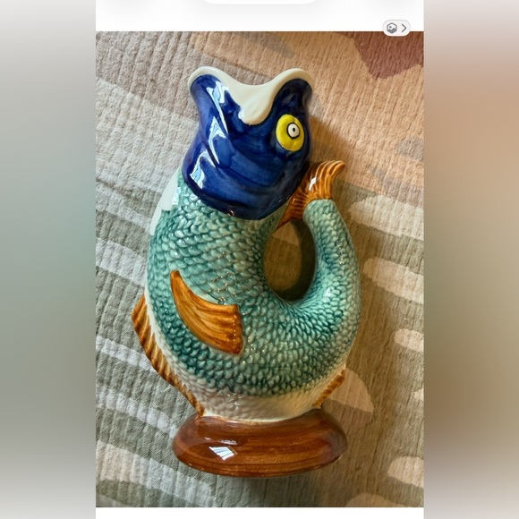 mojolica Other - VINTAGE Majolica Portugal, Gurgling Carp, Pitcher